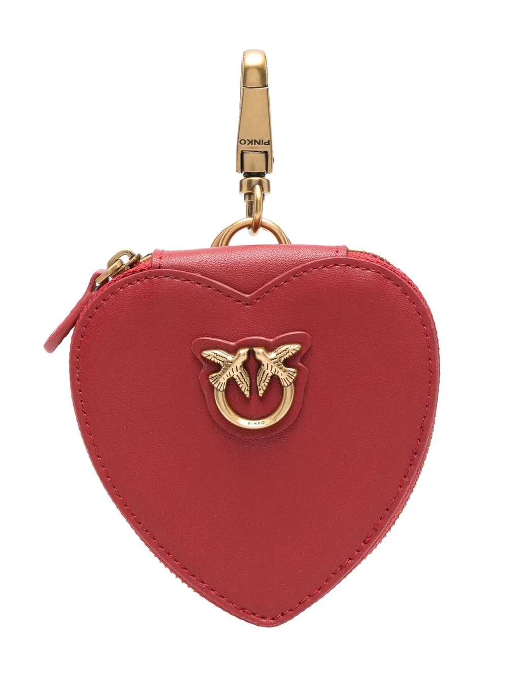 

PINKO logo-plaque leather keyring - Red