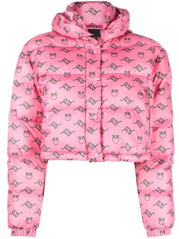 Pinko All-Over Logo-Print Padded Jacket