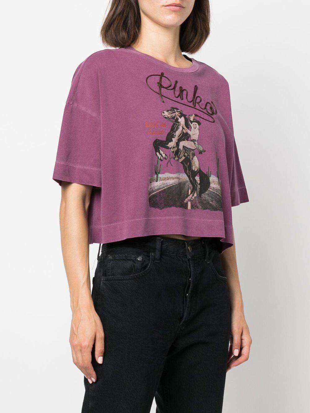 PINKO logo-embroidered Cropped T-shirt - Farfetch