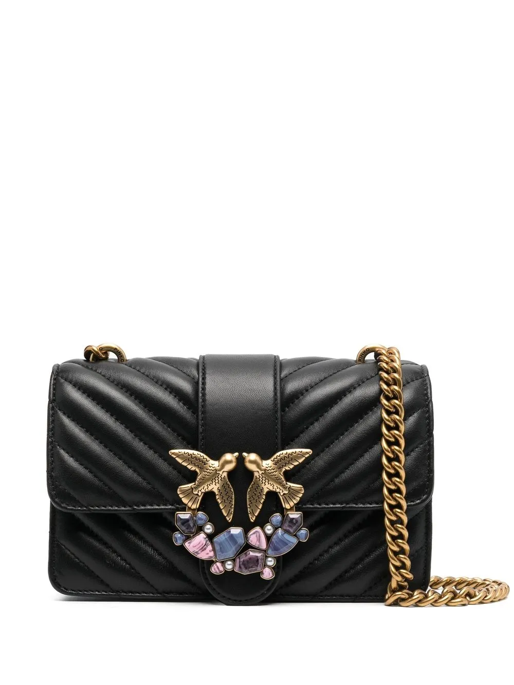 

PINKO logo-plaque leather crossbody bag - Black