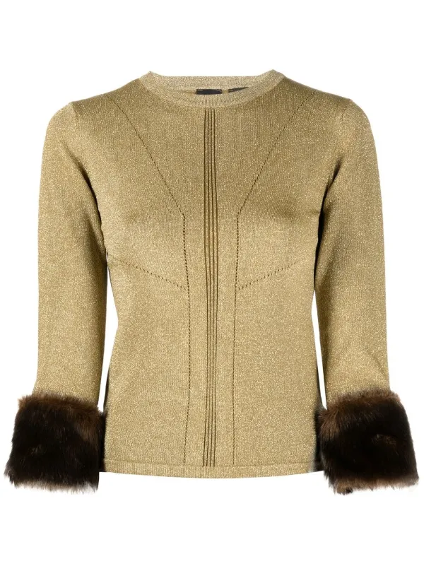 PINKO faux-fur Trim Jumper - Farfetch