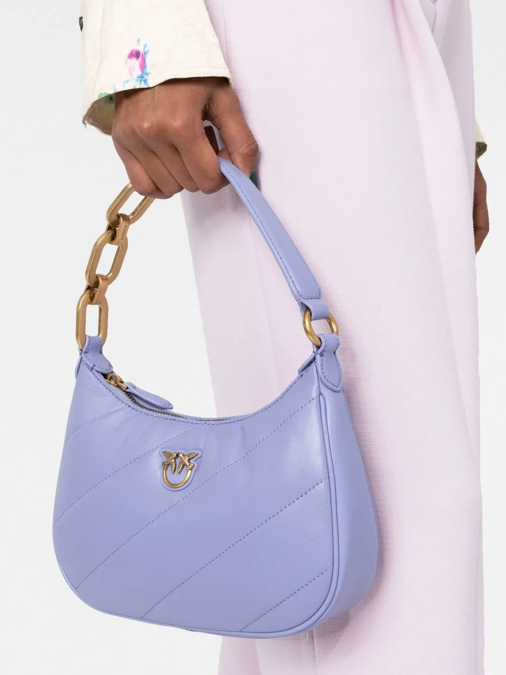  Pinko Gesteppte Love Lady Handtasche   Violett 