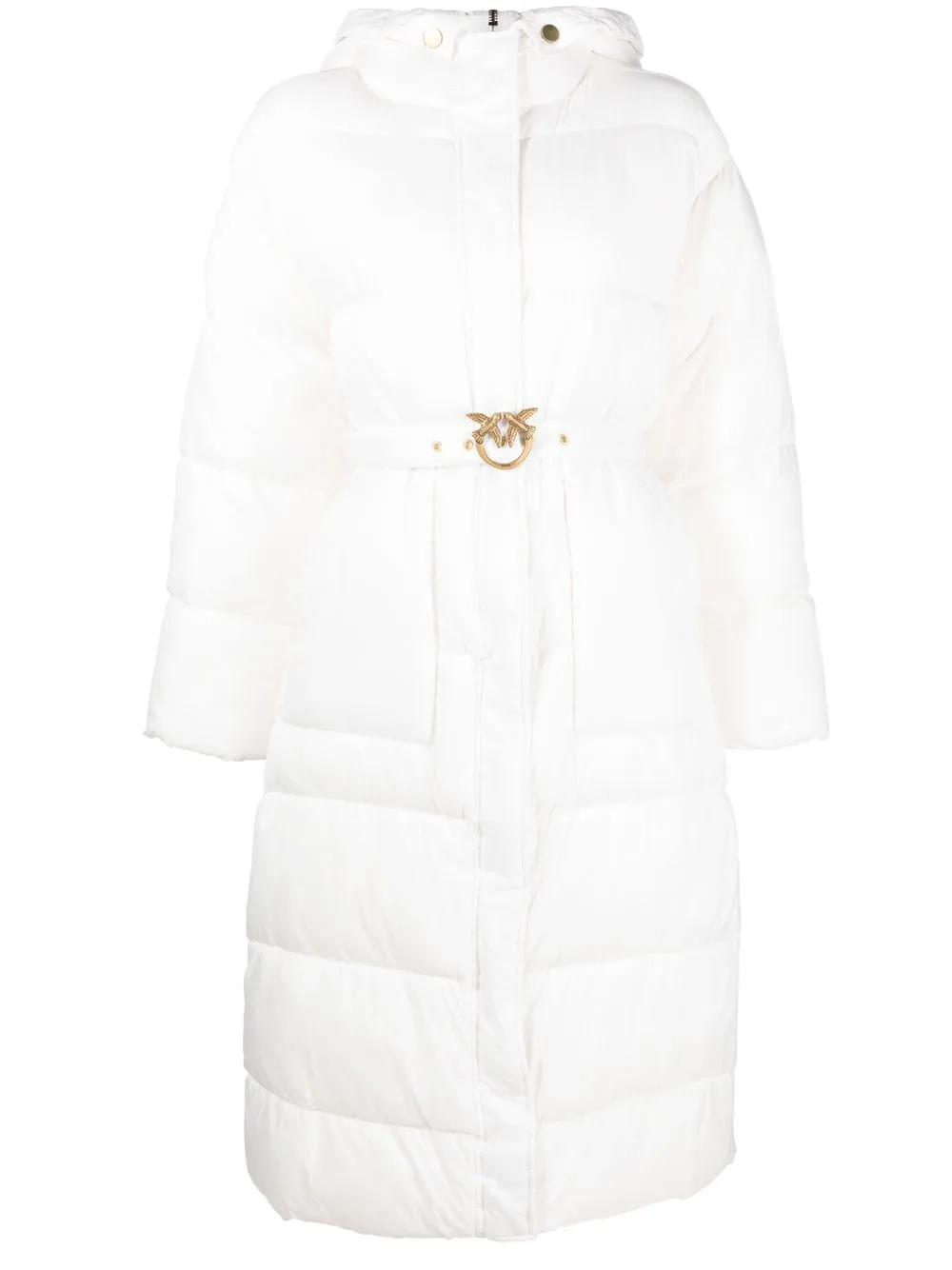 

PINKO abrigo capitonado con hebilla del logo - Blanco