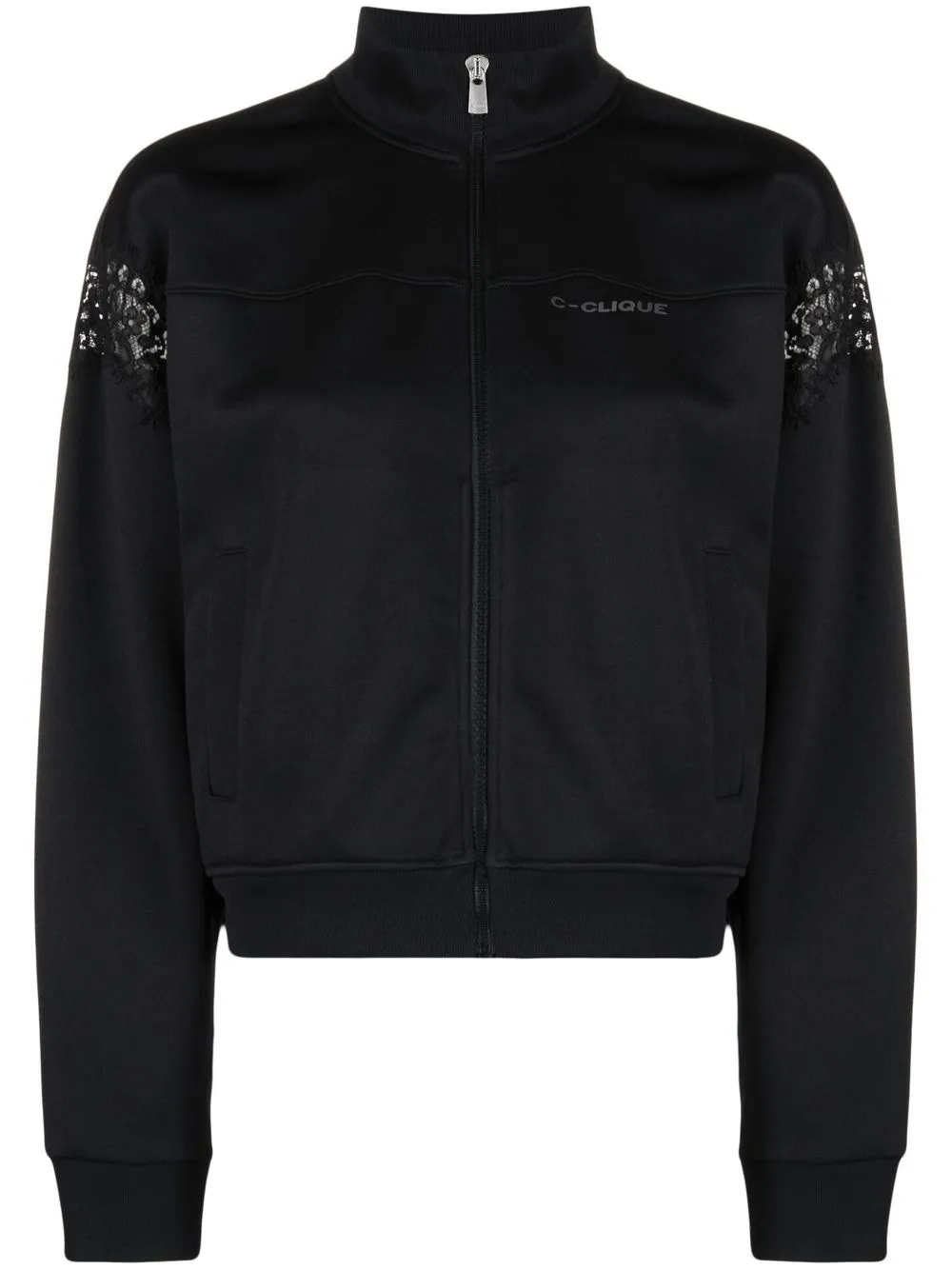 

PINKO floral-lace detail track jacket - Black