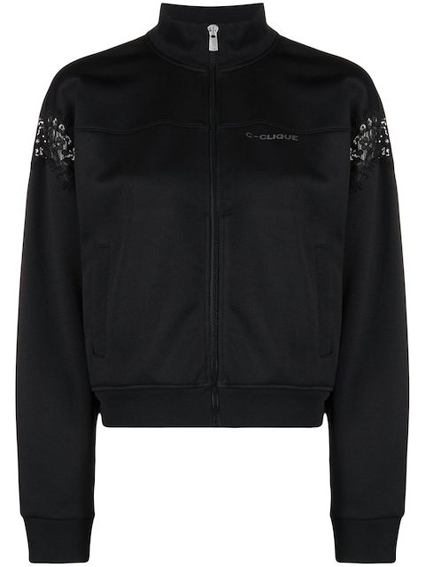 PINKO floral-lace detail track jacket 