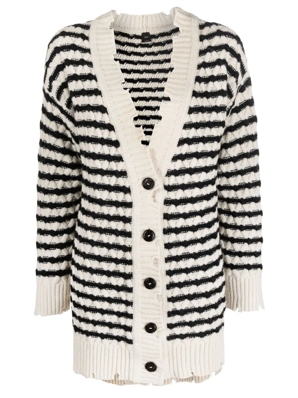 

PINKO distressed-effect striped cardigan - White