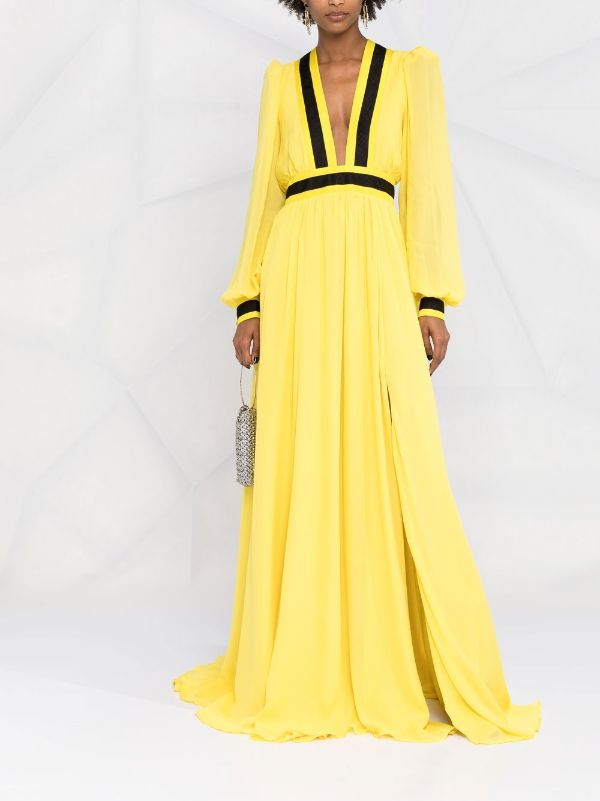 yellow color long dress