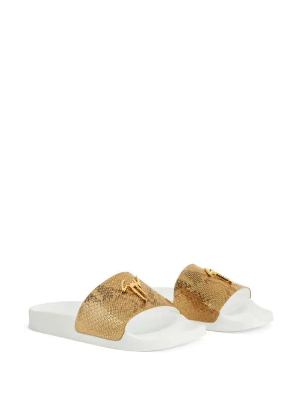 Giuseppe Zanotti Brett snakeskin-effect Slides | Gold | FARFETCH