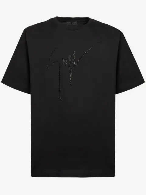 Giuseppe Zanotti LR-23 ラインストーンロゴ Tシャツ