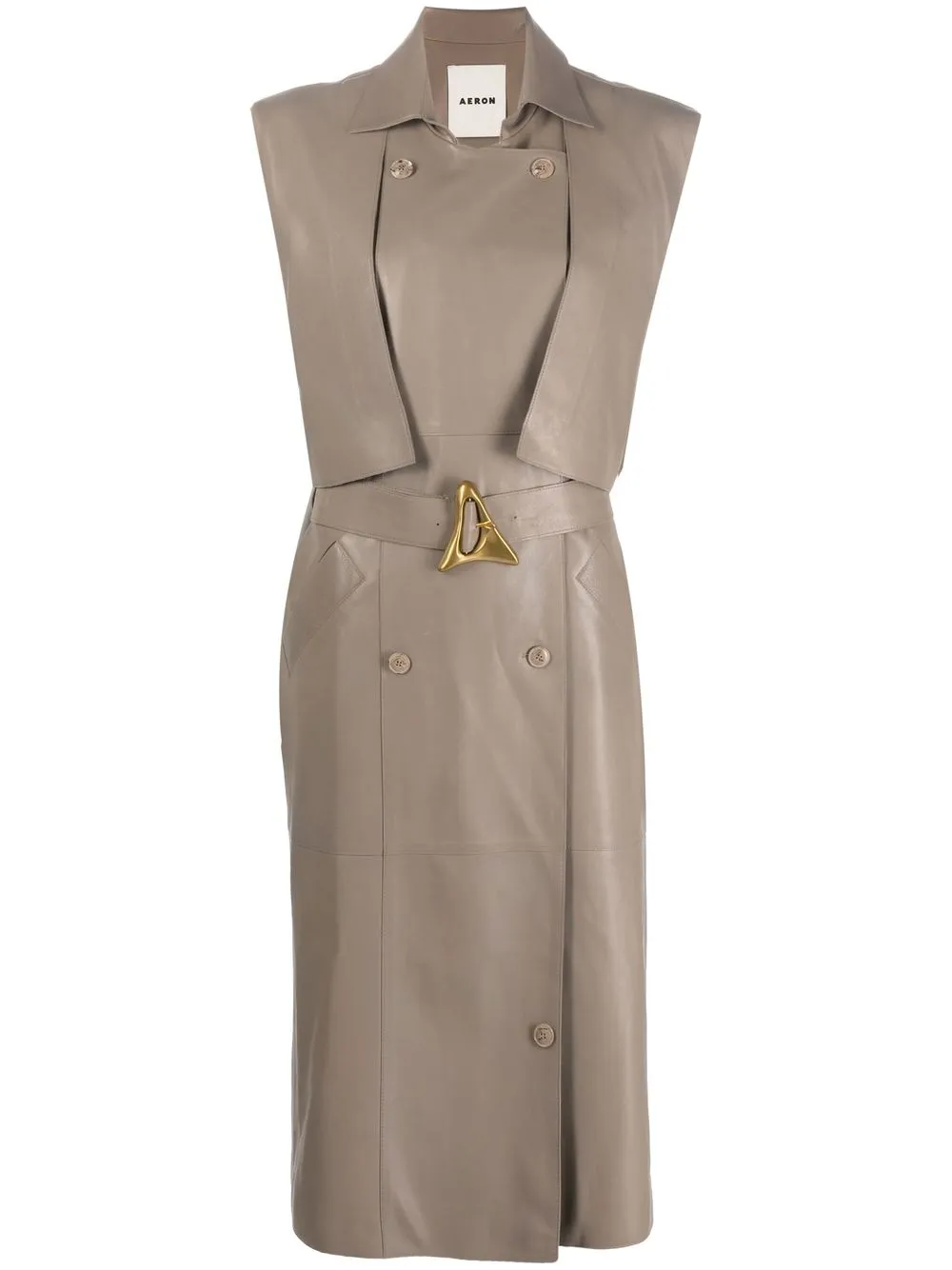 

AERON belted-waist sleeveless coat - Brown