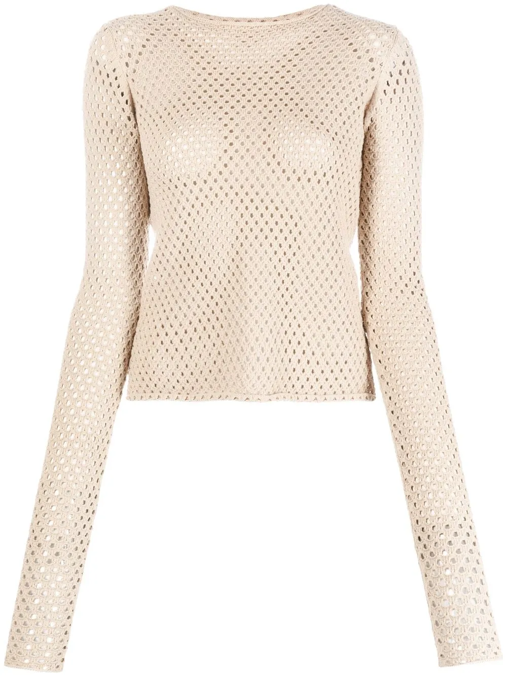 Aeron Avenue Open-knit Cropped Jumper In Neutrals