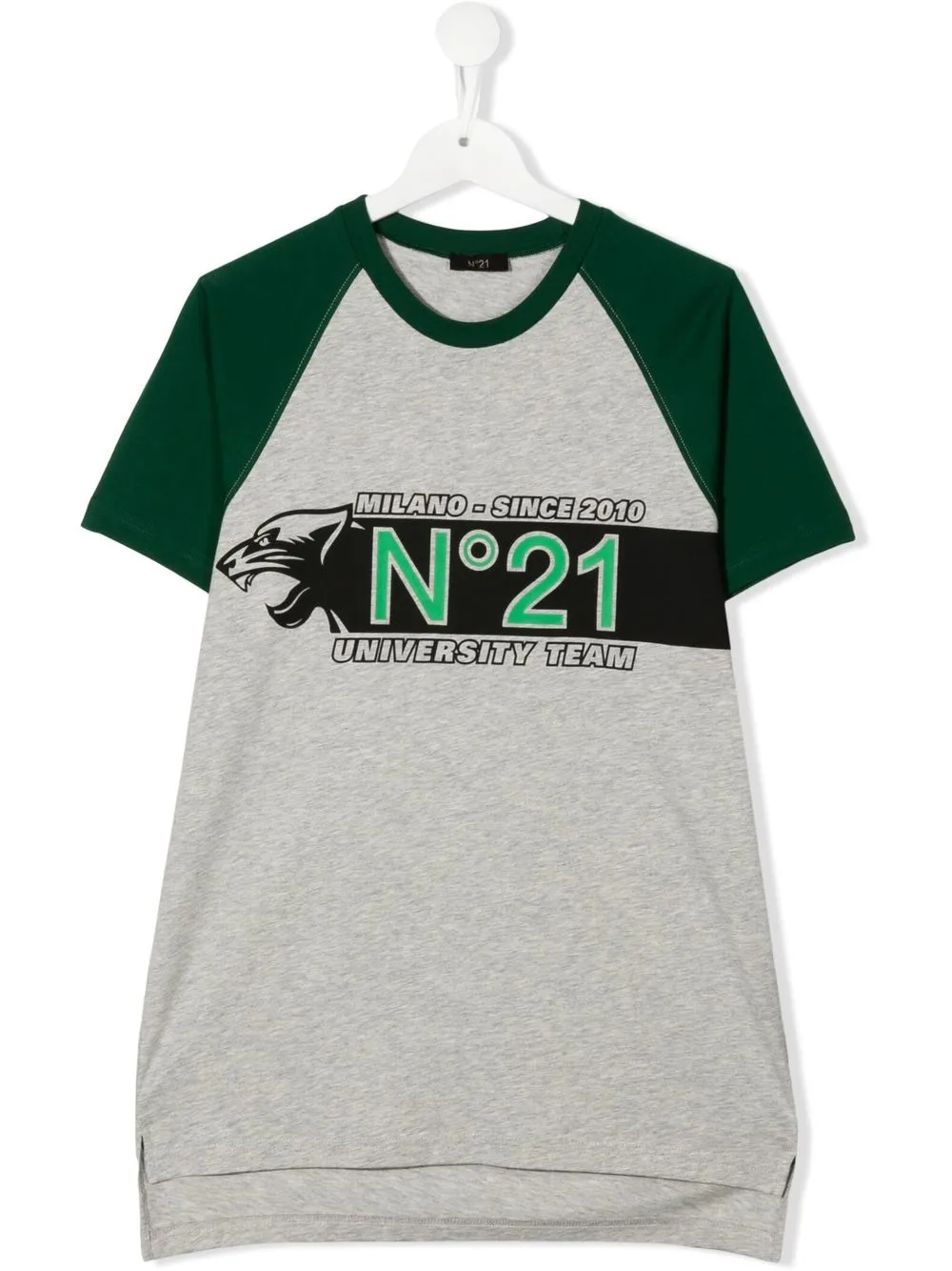 

Nº21 Kids TEEN slogan-print round-neck T-shirt - Grey