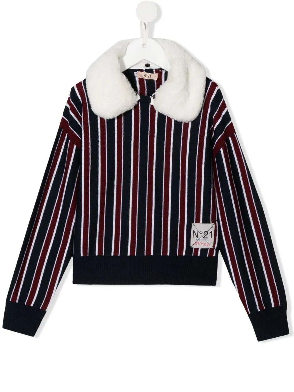 

Nº21 Kids striped detachable-collar knitted jumper - 0N813