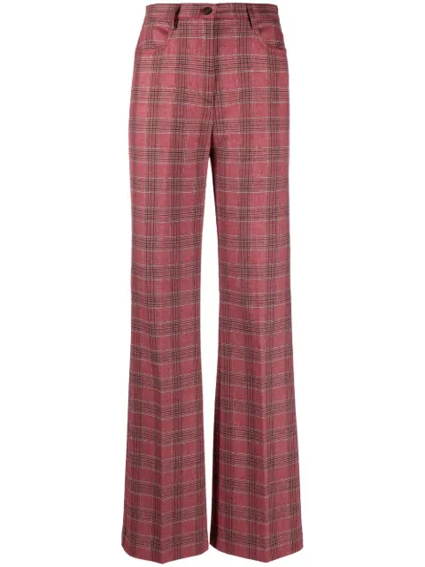 PINKO plaid-check wide-leg trousers
