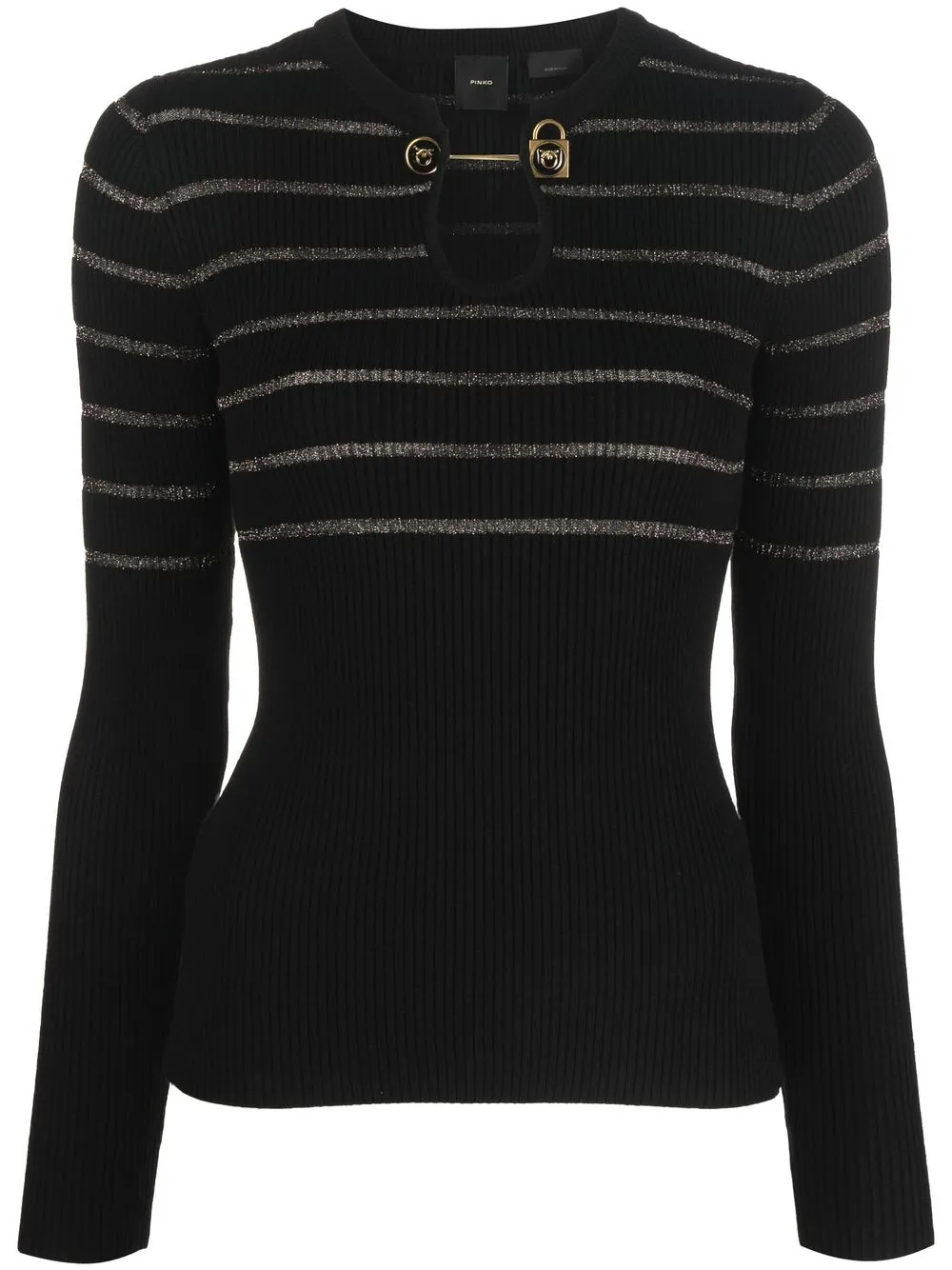 

PINKO padlock-detail striped jumper - Black