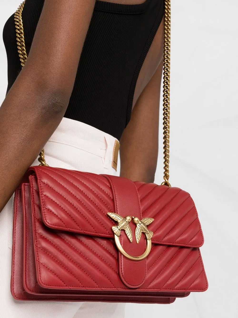 PINKO logoplaque Quilted Crossbody Bag Farfetch