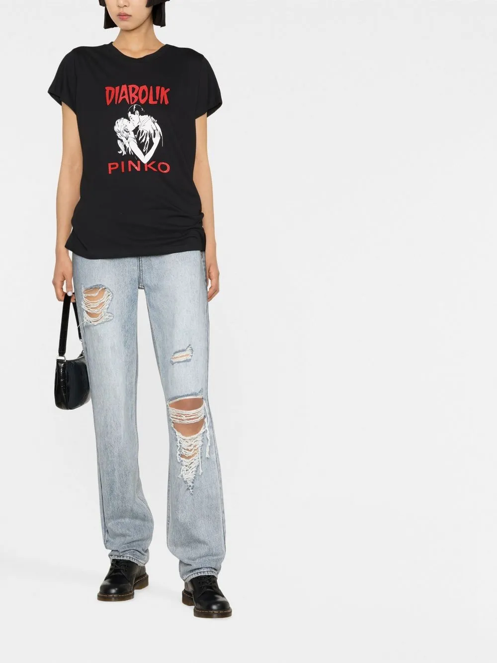 PINKO T-shirt met grafische print - Zwart