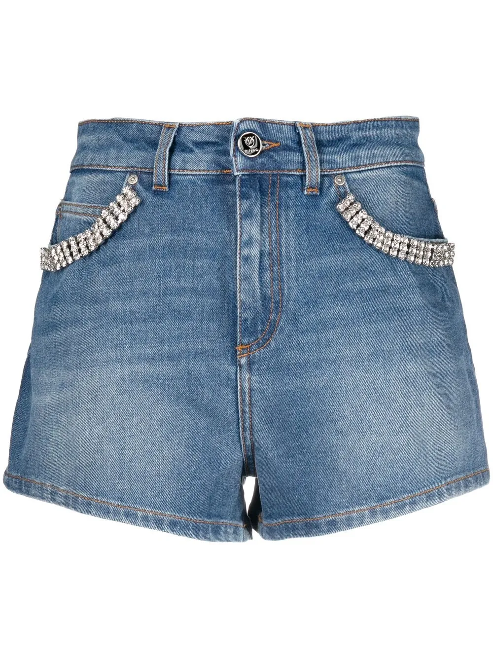 

PINKO crystal-embellished denim shorts - Blue