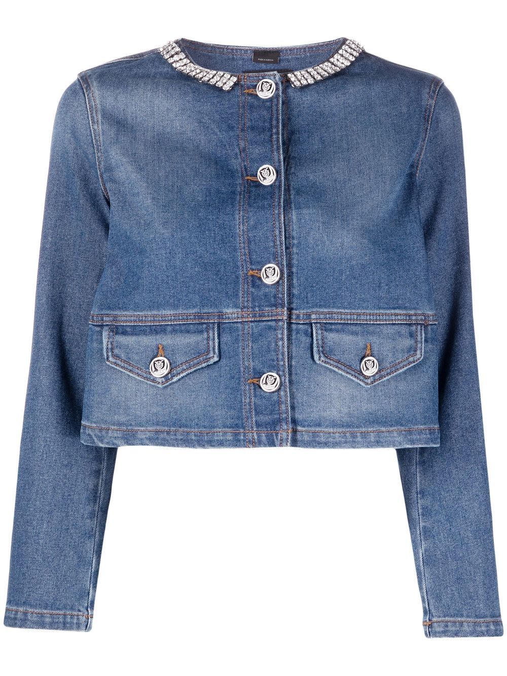 PINKO crystal-embellished Denim Jacket - Farfetch