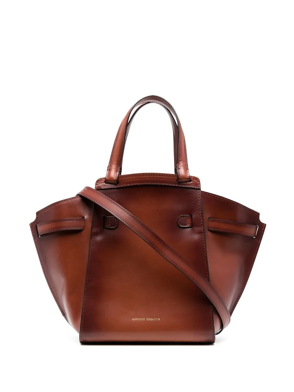 Officine Creative Saddle Logo-print Leather Tote Bag In Brown