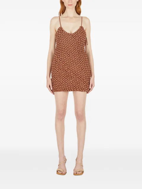 Isa Boulder vestido corto con diseño entretejido y cuello en V