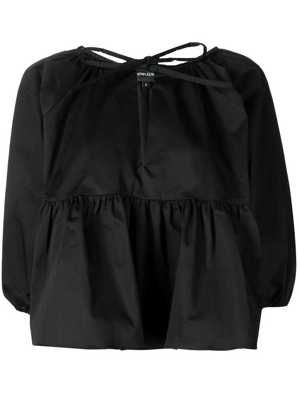 

Cynthia Rowley blusa con lazo en el cuello y peplum - Negro