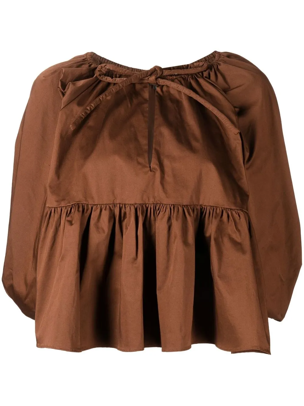 

Cynthia Rowley tie-neck peplum blouse - Brown