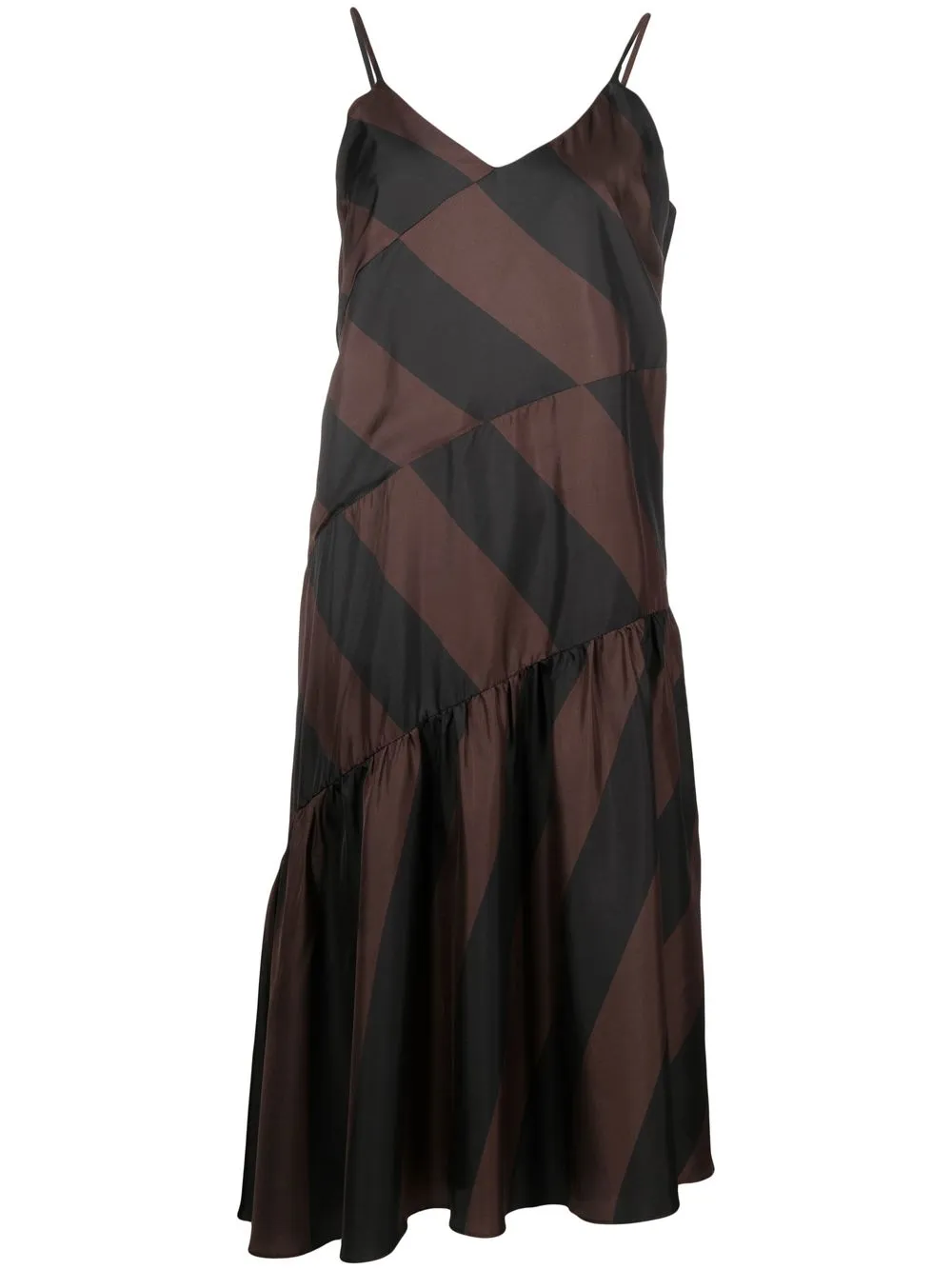 

Cynthia Rowley slip dress con motivo de rayas - Marrón