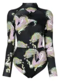 Cynthia Rowley Dragon graphic-print wetsuit - Black