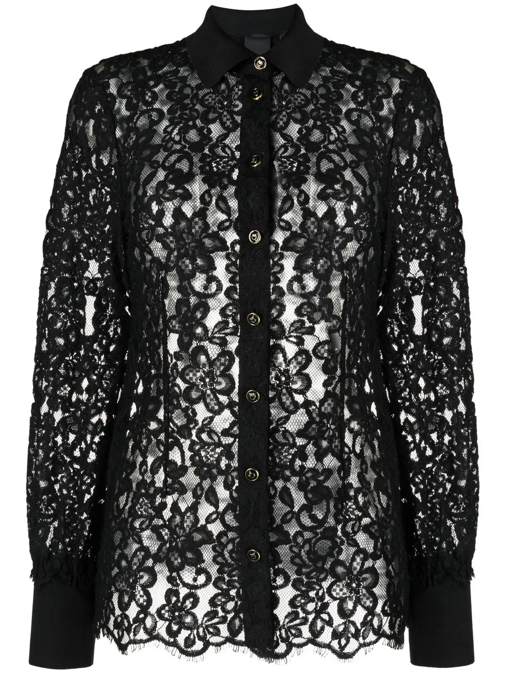 

PINKO semi-sheer lace shirt - Black