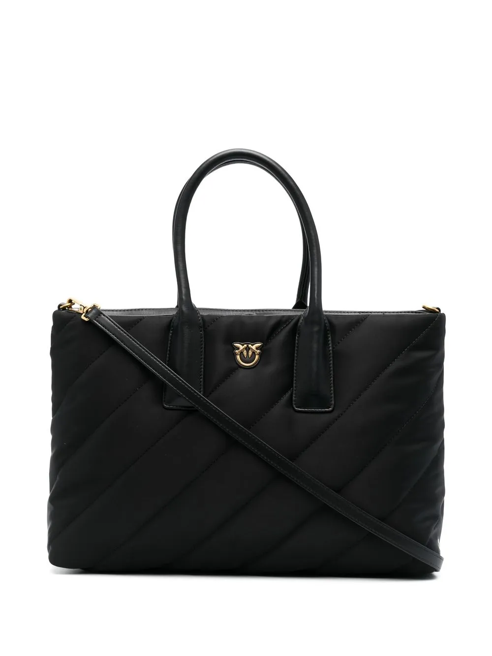 

PINKO tote capitonada con placa del logo - Negro