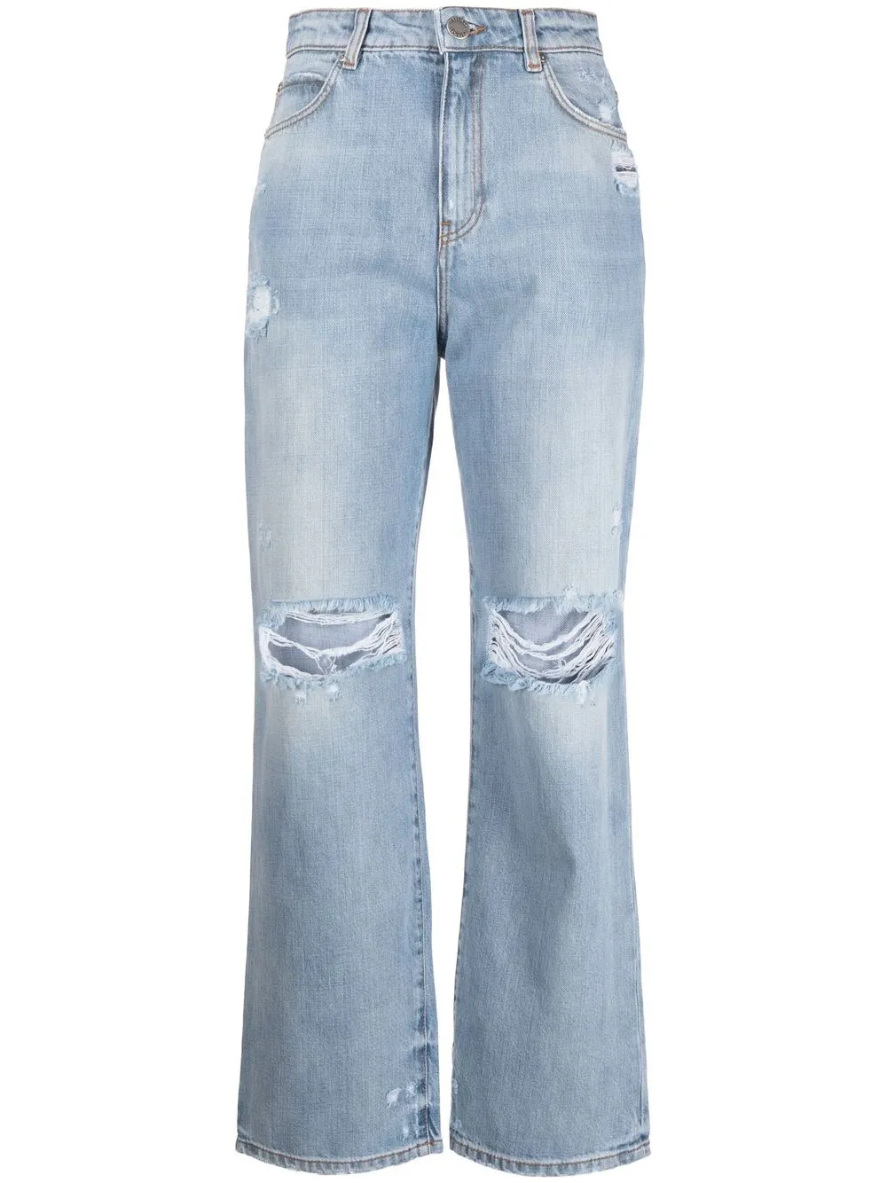 

PINKO ripped-detail cropped jeans - Blue