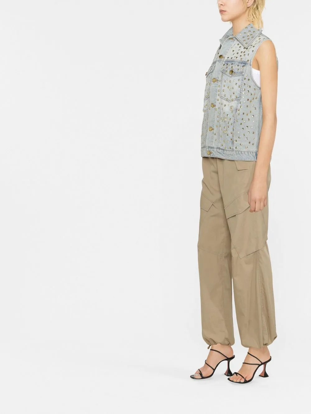  Pinko Gemito Distressed Weste Mit Nieten   Blau 