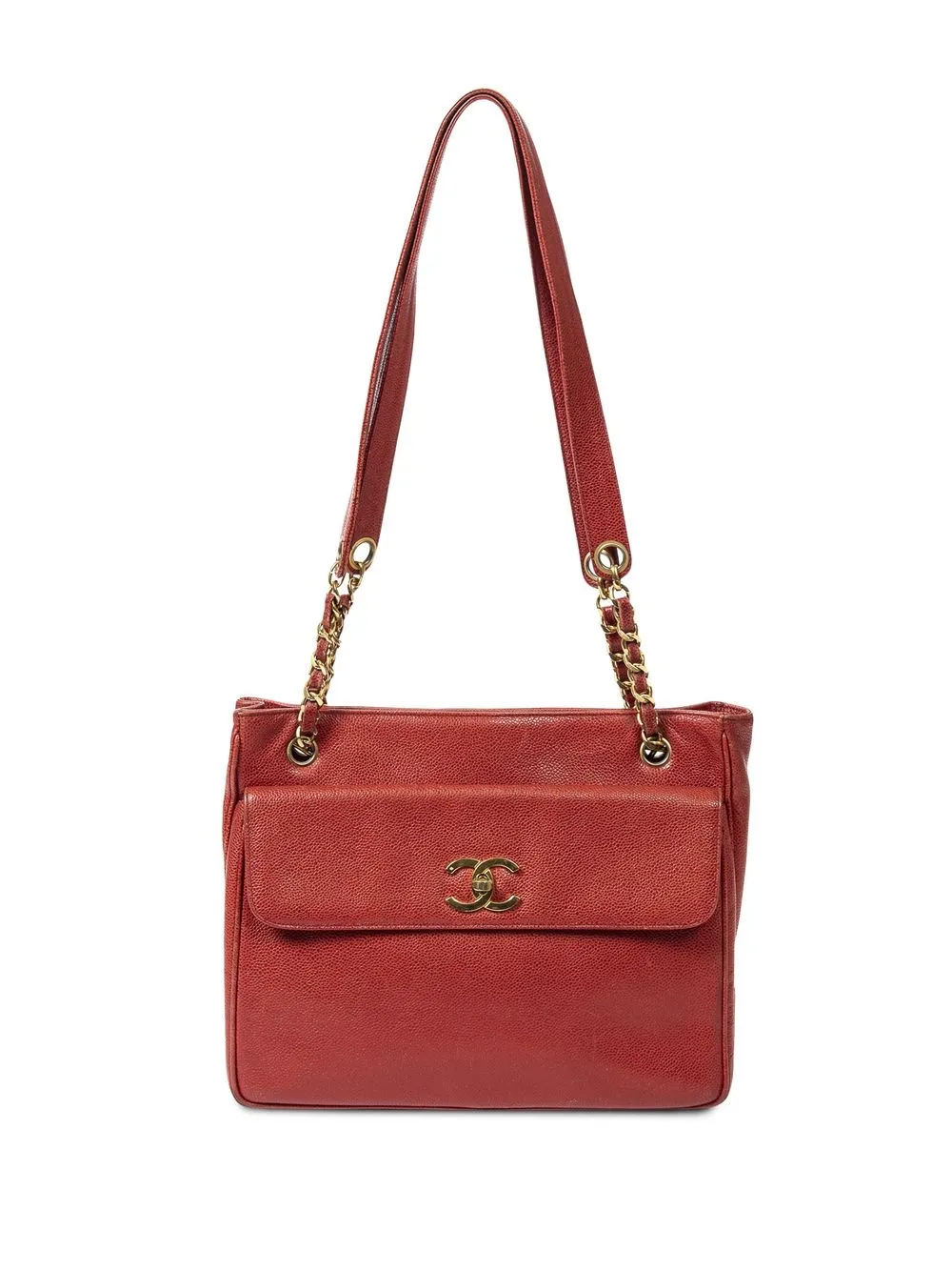 

Chanel Pre-Owned bolsa de hombro con cierre giratorio CC - Rojo