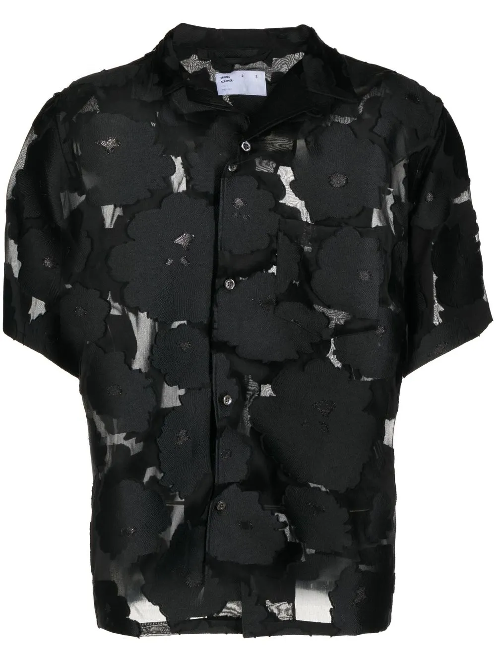 

4SDESIGNS sheer floral-embroidered shirt - Black