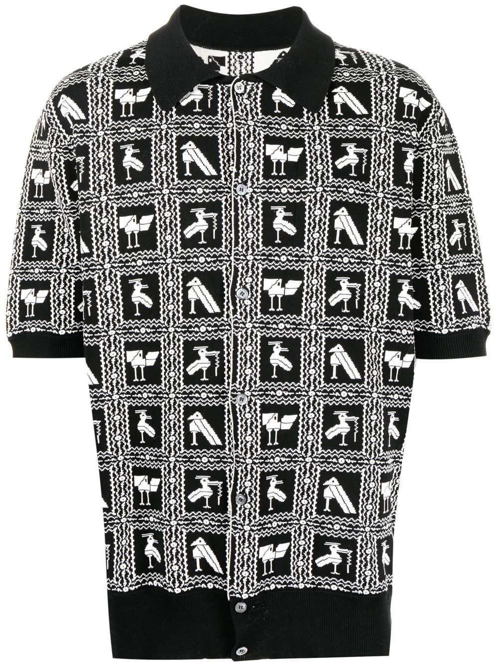 Shop 4sdesigns Pixelated-print Polo Shirt In Schwarz