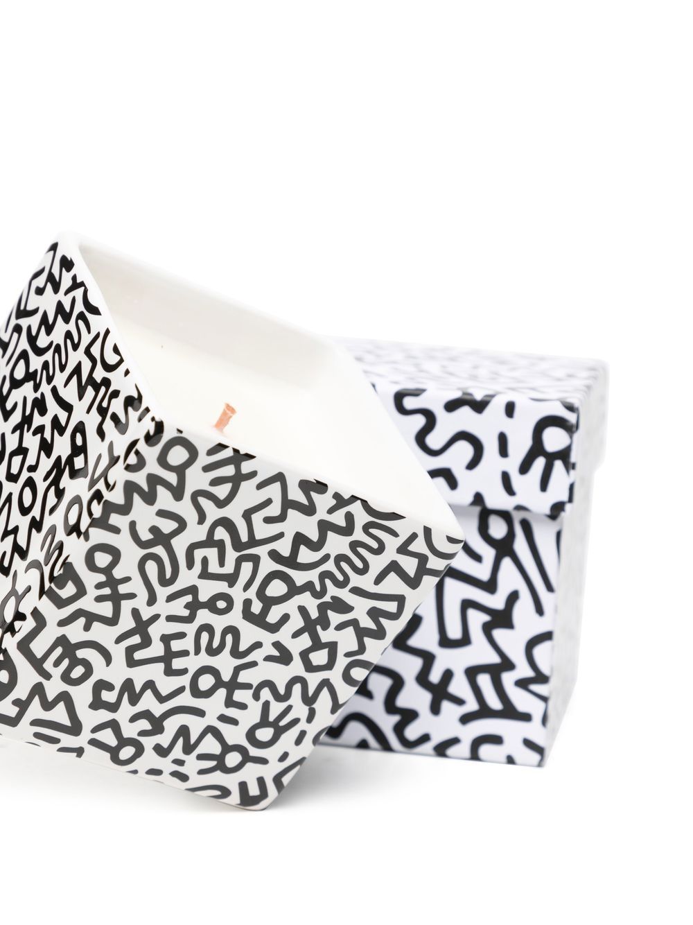 Shop Ligne Blanche X Keith Haring 'black Pattern' Candle (260g) In White