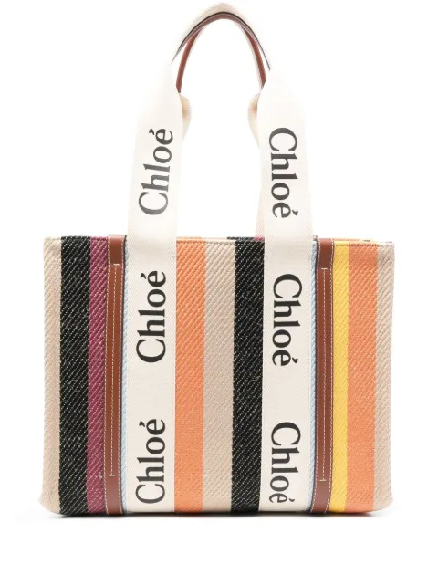Chloé Woody large canvas tote bag