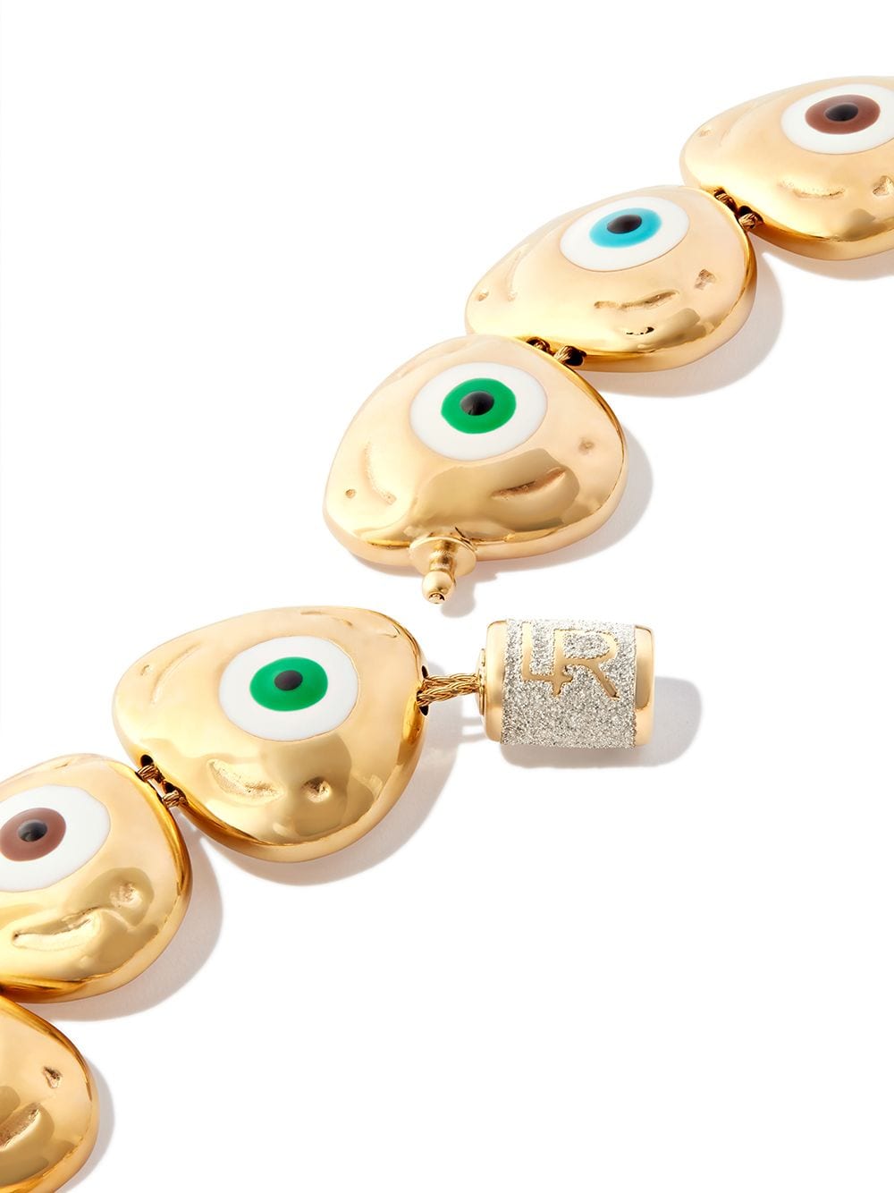 Shop Lauren Rubinski 14kt Yellow Gold Evil Eye Enamel Necklace