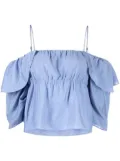 Vince cold-shoulder ruffle blouse - Blue