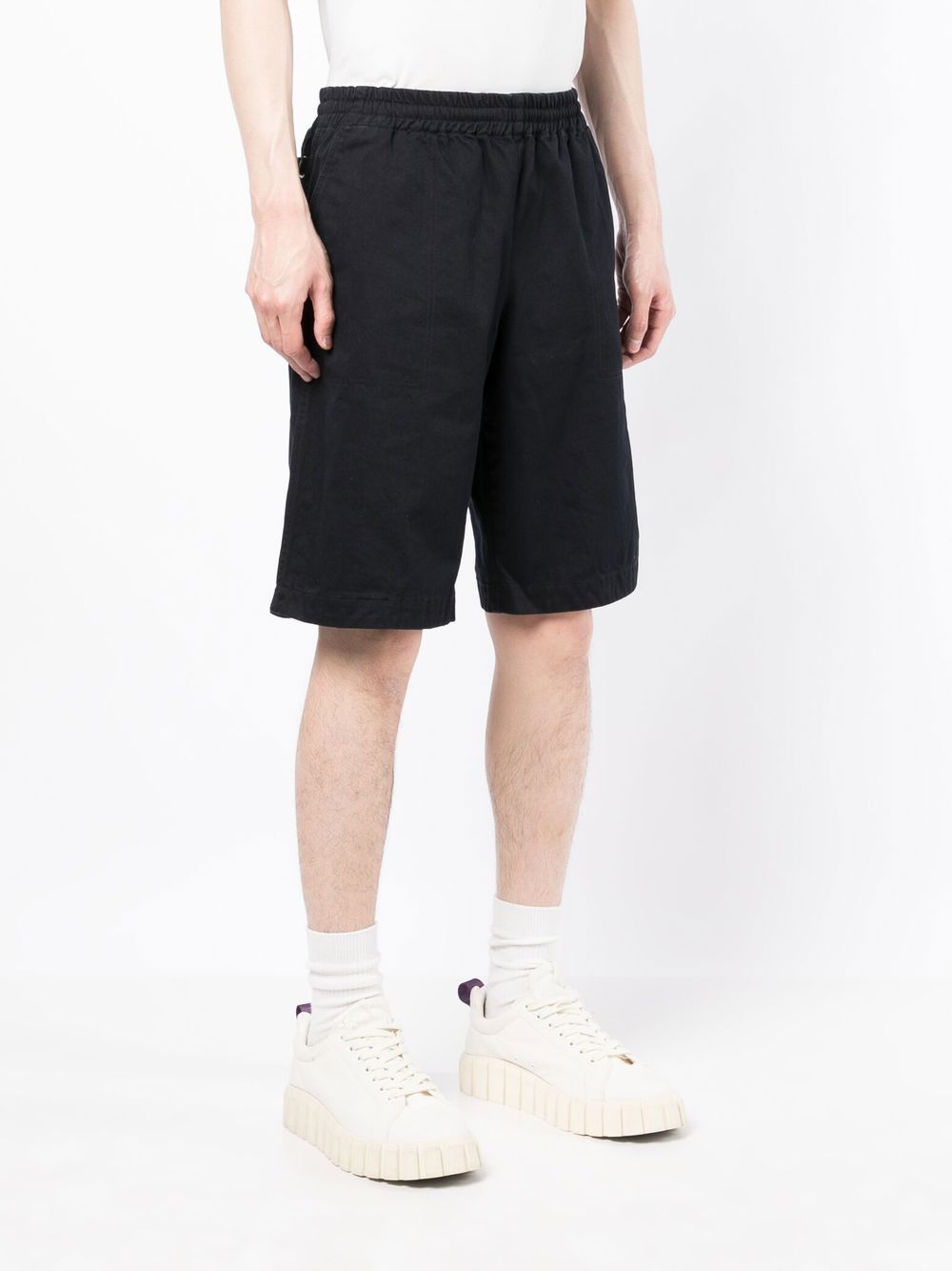 Shop Undercoverism Knee-length Cotton Bermuda Shorts In Black