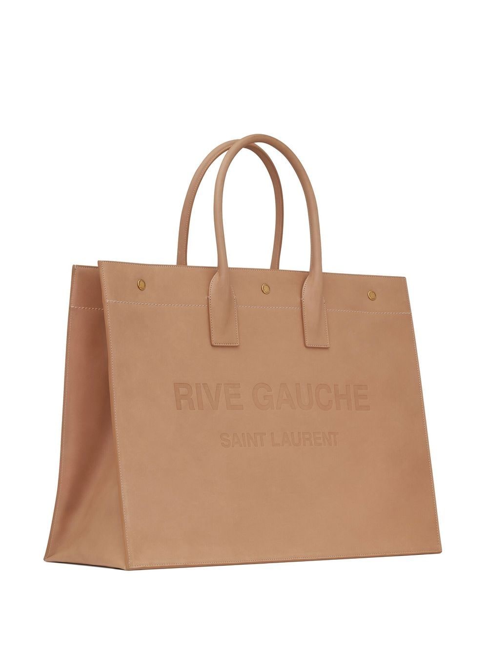 Shop Saint Laurent Rive Gauche Embossed Leather Tote Bag In Neutrals