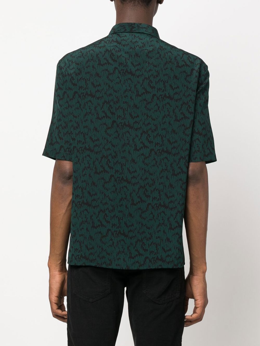 Shop Saint Laurent Abstract-print Short-sleeve Shirt In Green