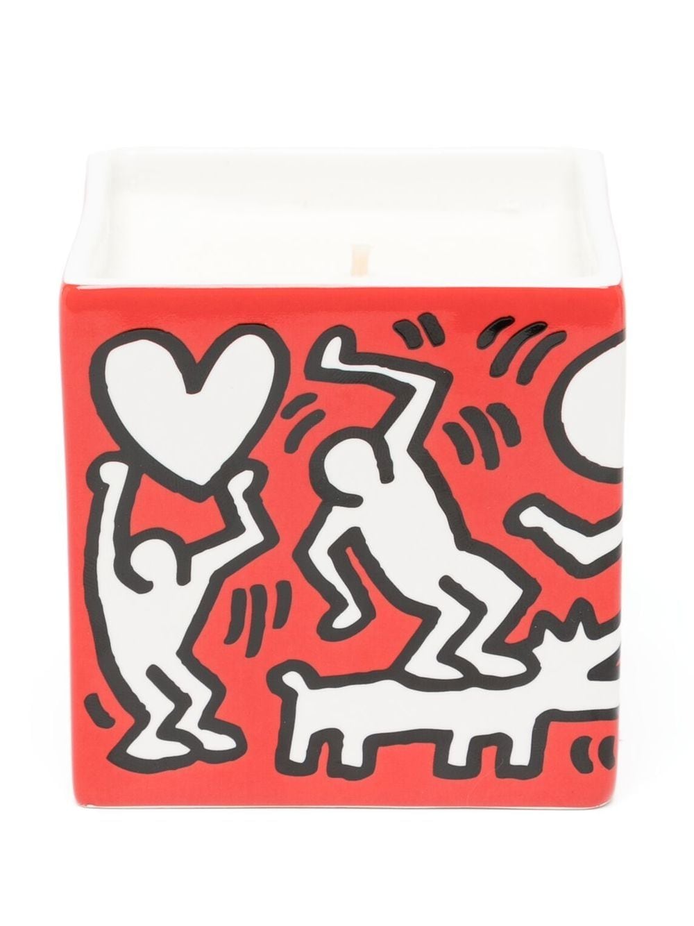 Shop Ligne Blanche Keith Haring Square Candle In Rot