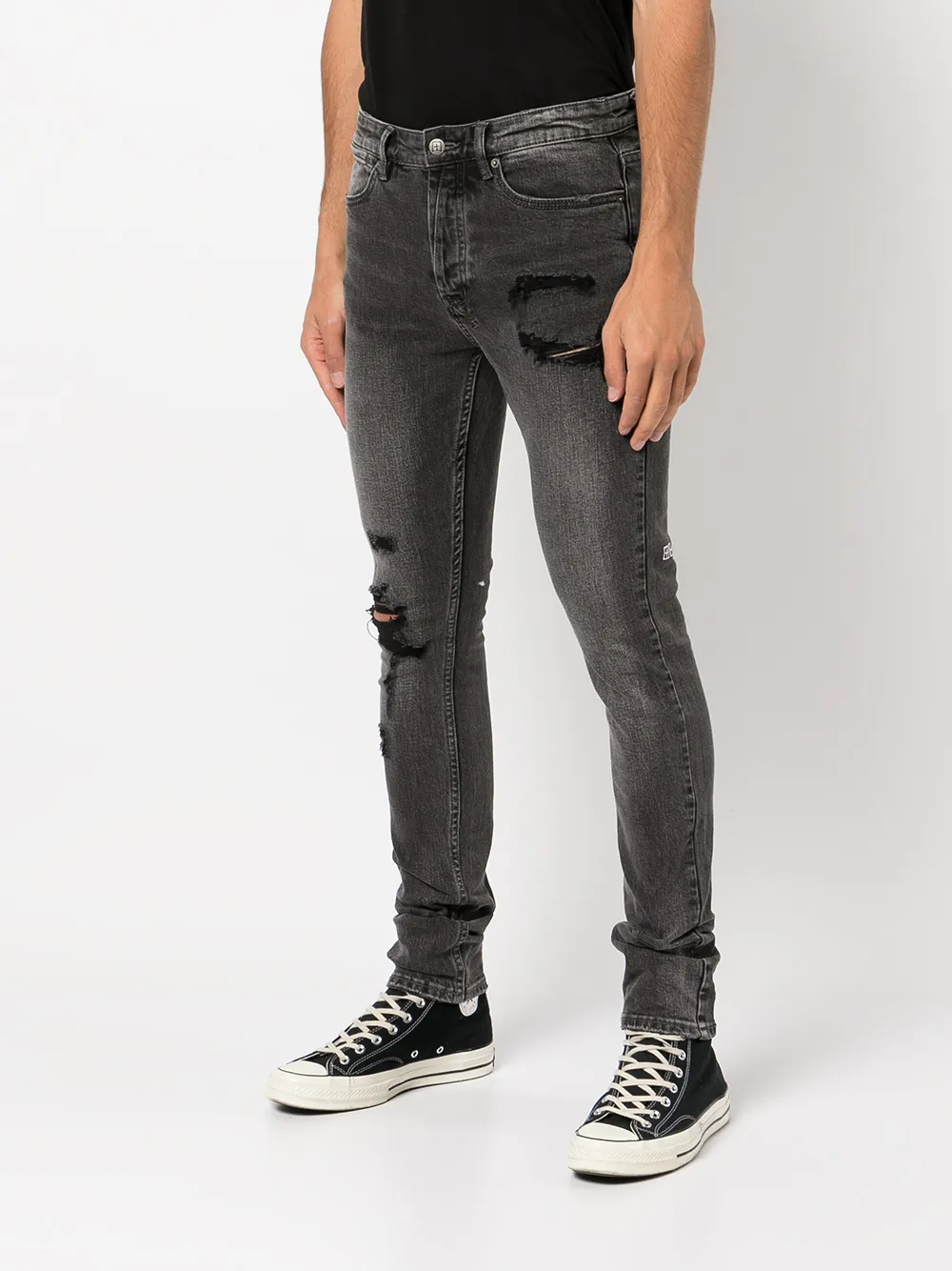  Ksubi Skinny Jeans Im Distressed Look   Schwarz 