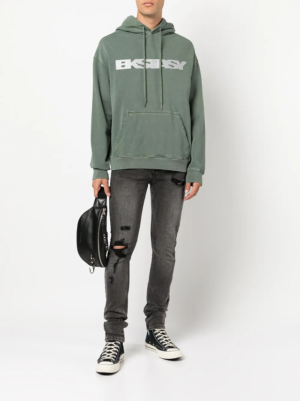  Ksubi Skinny Jeans Im Distressed Look   Schwarz 