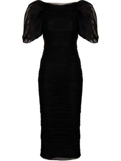 ANOUKI short-sleeve gathered pencil dress