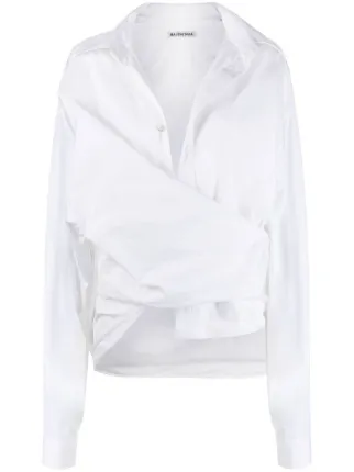 Balenciaga Oversized Wrap Shirt | White | FARFETCH IN