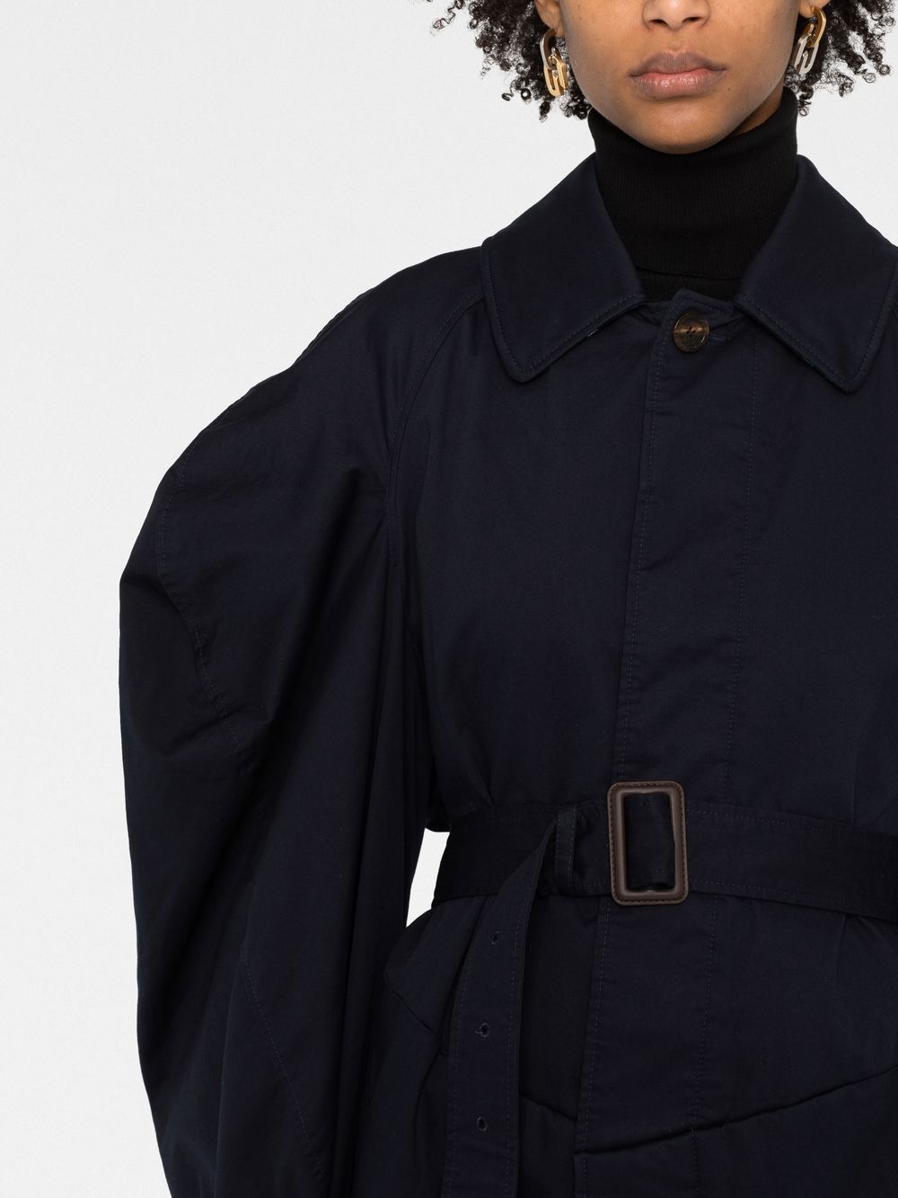 Balenciaga Twisted puff-sleeves Cotton Trench Coat - Farfetch