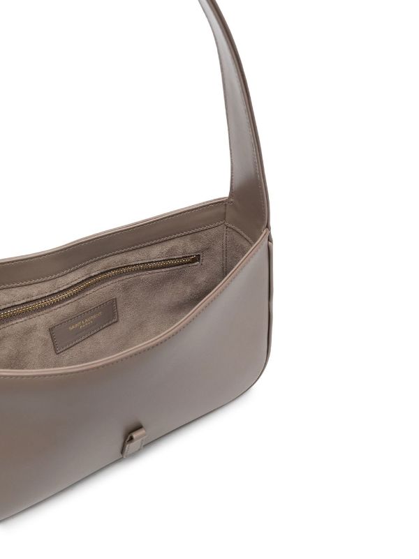 PRADA Logo Soft Leather Hobo Shoulder Bag Taupe